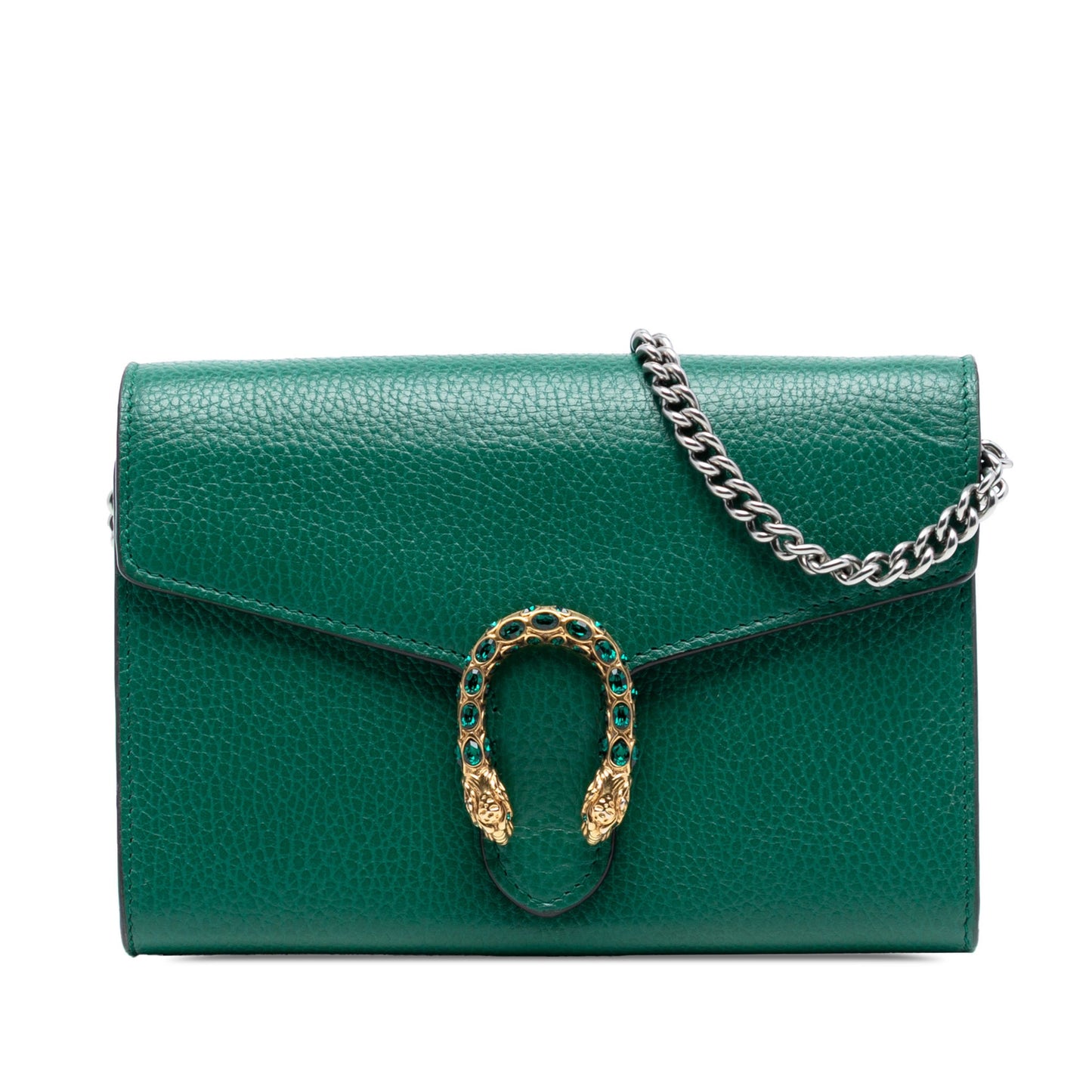 Second hand Gucci Dionysus Mini Leather Wallet on Chain Handbag Green - Tabita Bags