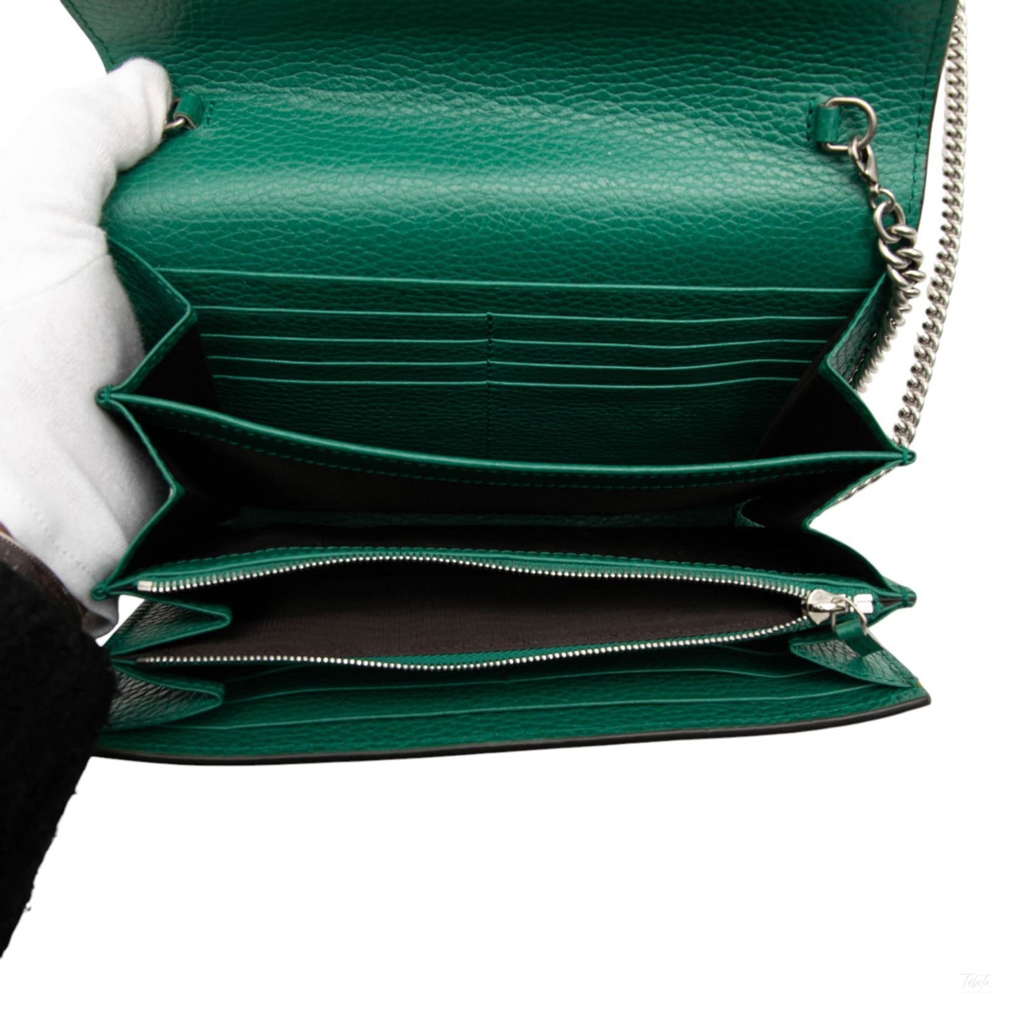Second hand Gucci Dionysus Mini Leather Wallet on Chain Handbag Green - Tabita Bags