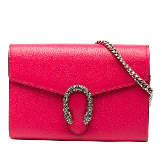 Second hand Gucci Dionysus Mini Leather Wallet on Chain Handbag Pink - Tabita Bags