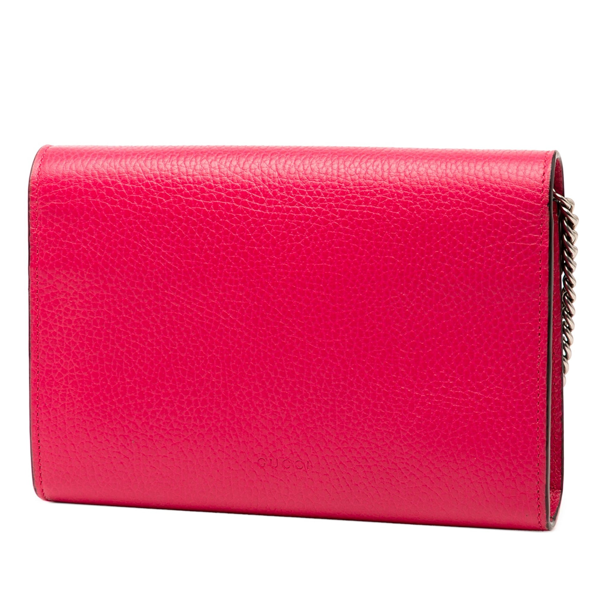 Second hand Gucci Dionysus Mini Leather Wallet on Chain Handbag Pink - Tabita Bags