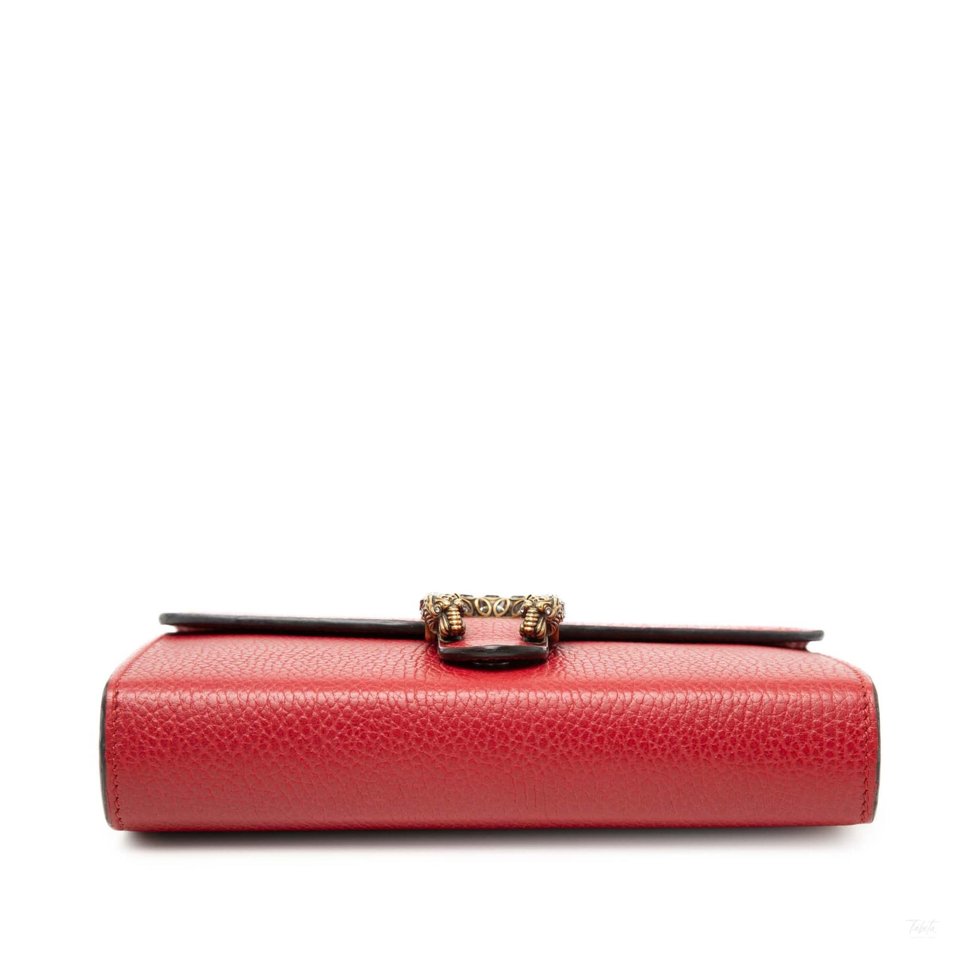 Second hand Gucci Dionysus Mini Leather Wallet on Chain Handbag Red - Tabita Bags