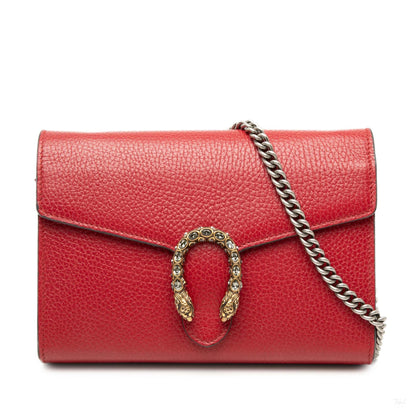 Second hand Gucci Dionysus Mini Leather Wallet on Chain Handbag Red - Tabita Bags