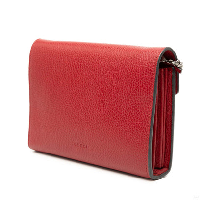Second hand Gucci Dionysus Mini Leather Wallet on Chain Handbag Red - Tabita Bags