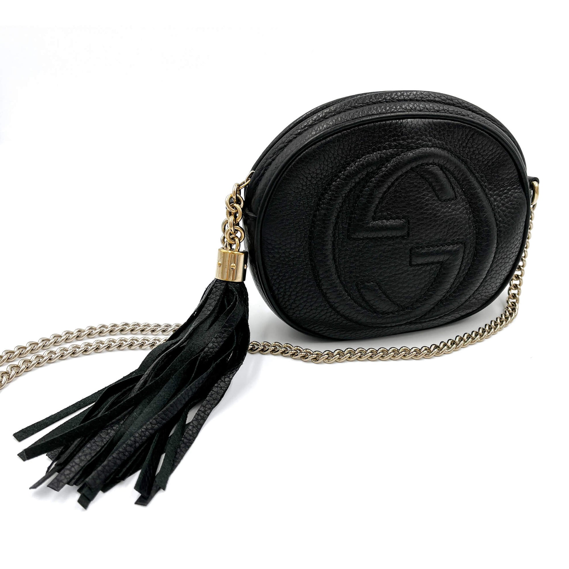 Second hand Gucci Disco Soho Leather Camera Crossbody Black - Tabita Bags