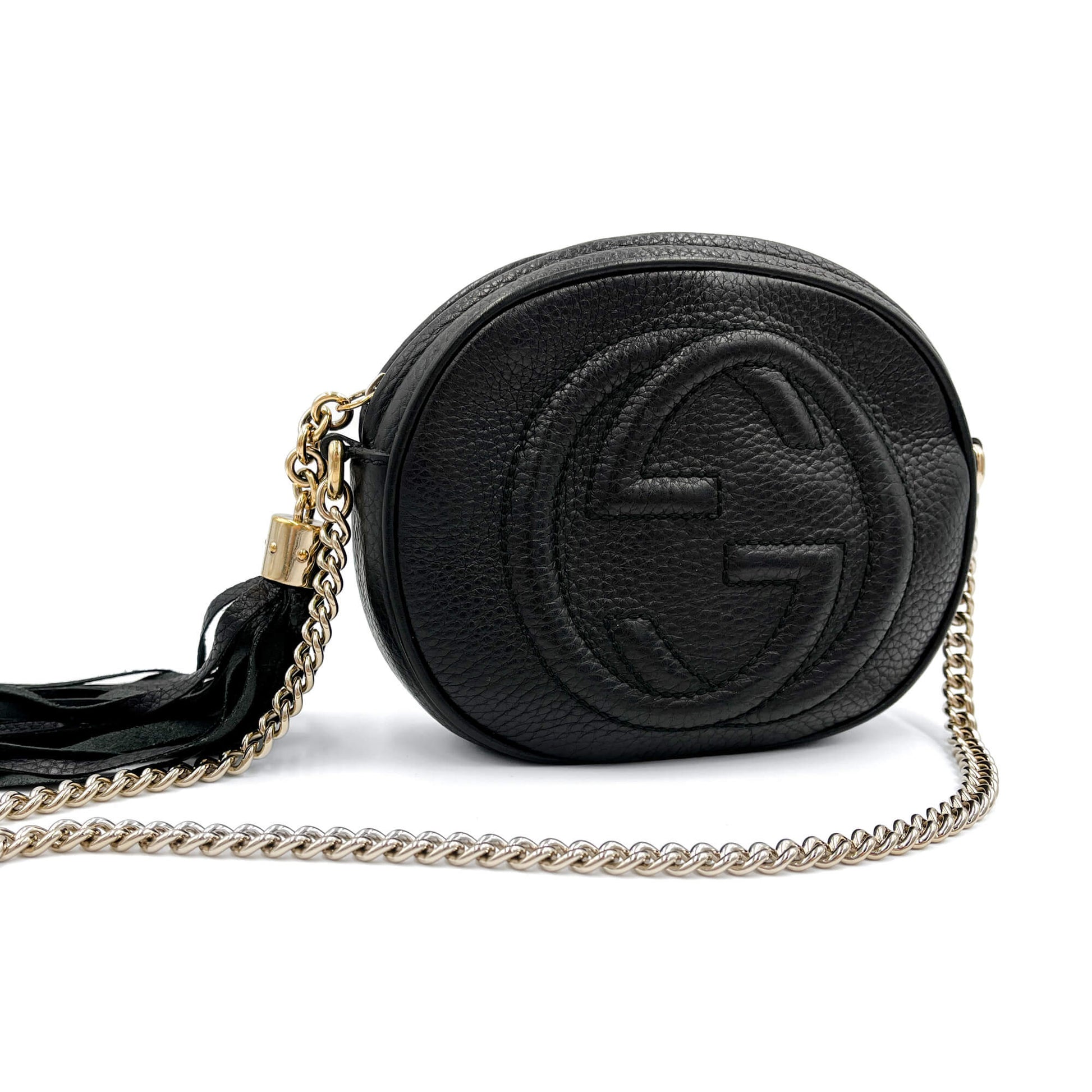 Second hand Gucci Disco Soho Leather Camera Crossbody Black - Tabita Bags