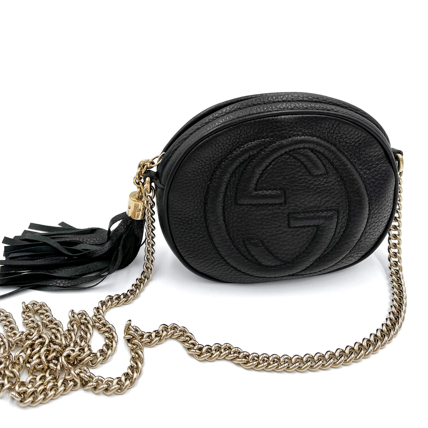 Second hand Gucci Disco Soho Leather Camera Crossbody Black - Tabita Bags