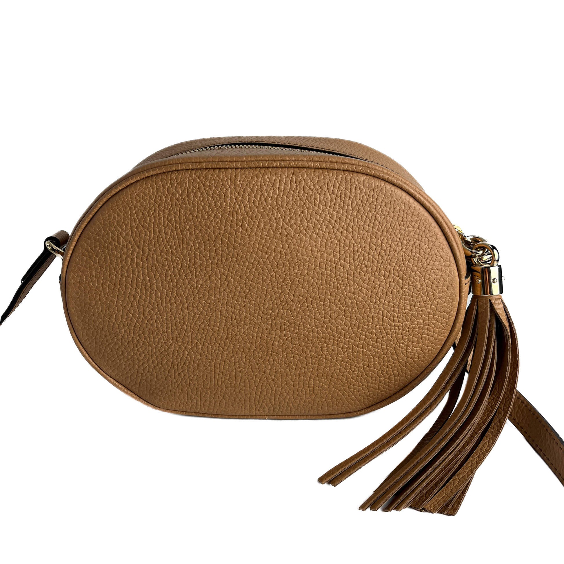 Second hand Gucci Disco Soho Leather Oval Camera Crossbody Dark Beige - Tabita Bags