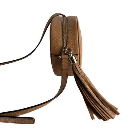 Second hand Gucci Disco Soho Leather Oval Camera Crossbody Dark Beige - Tabita Bags