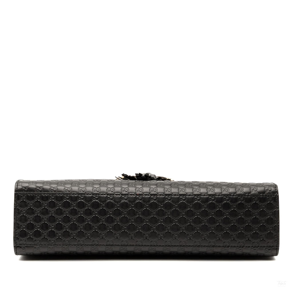 Second hand Gucci Emily Medium Leather Shoulder Bag Black - Tabita Bags