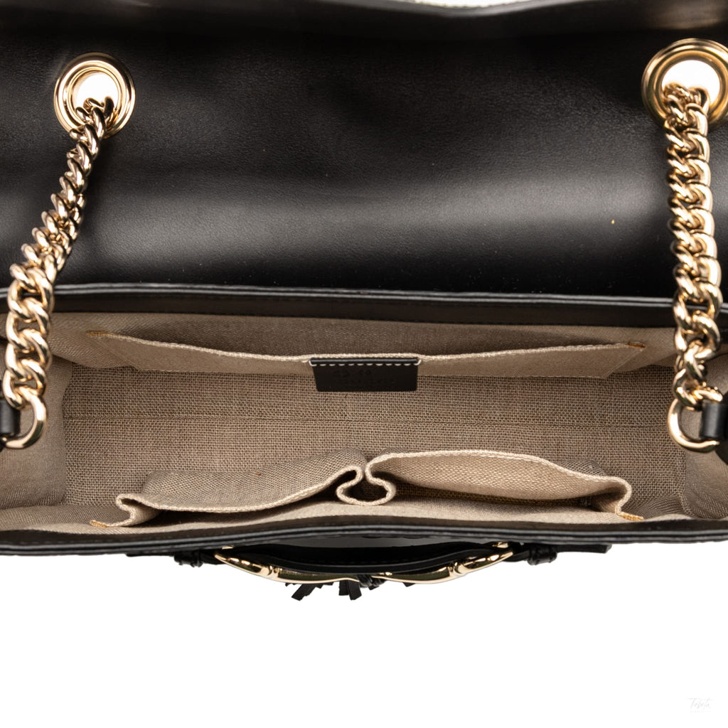 Second hand Gucci Emily Medium Leather Shoulder Bag Black - Tabita Bags