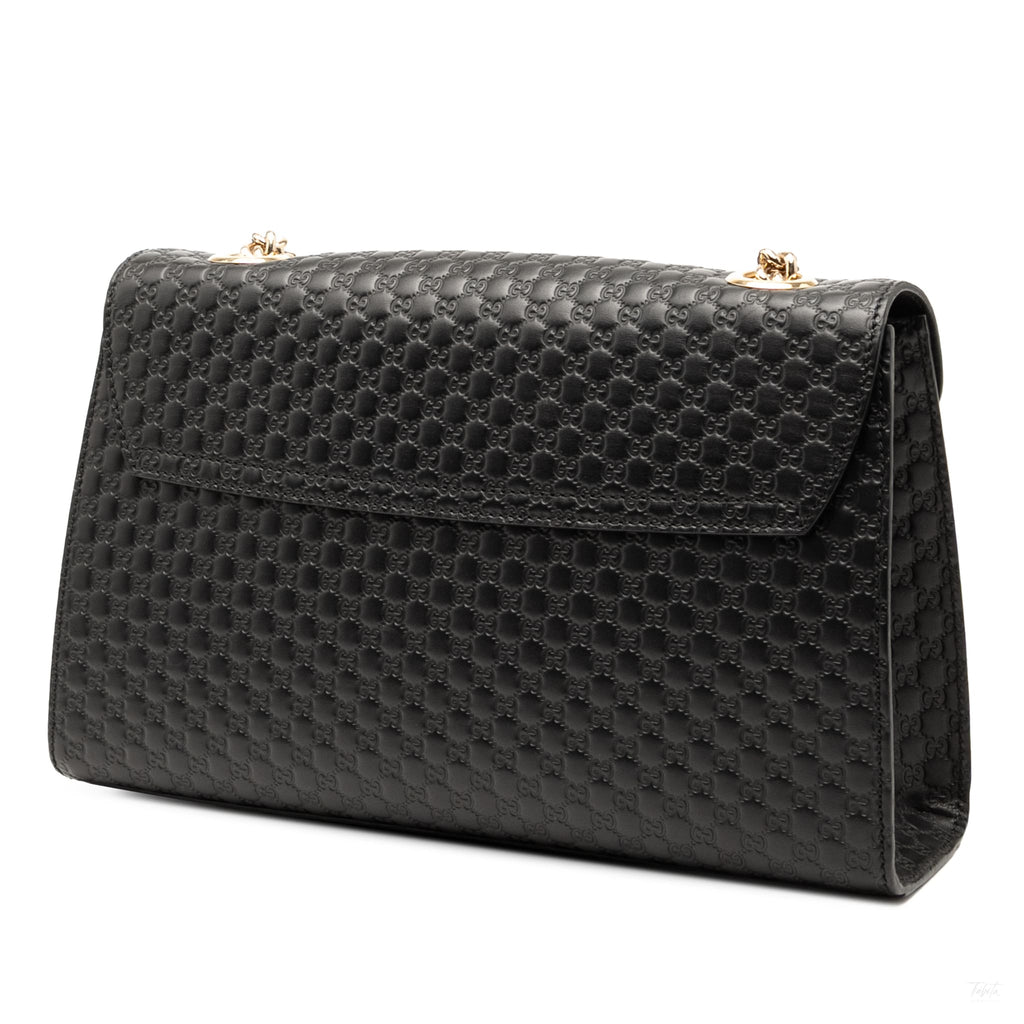 Second hand Gucci Emily Medium Leather Shoulder Bag Black - Tabita Bags