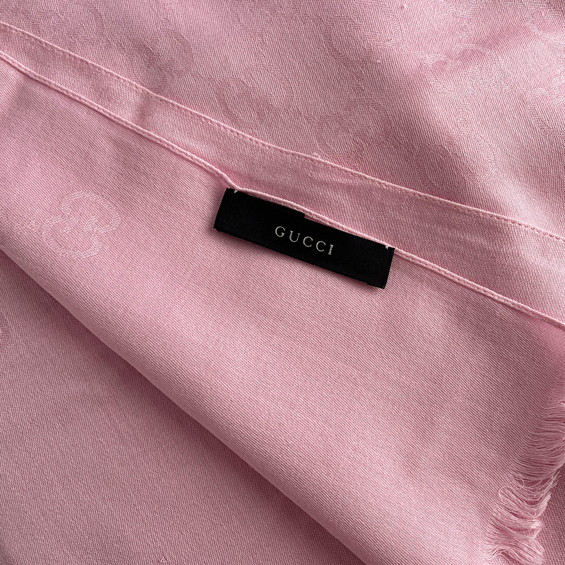 Second hand Gucci Foulard Wool & Silk GG Pink - Tabita Bags