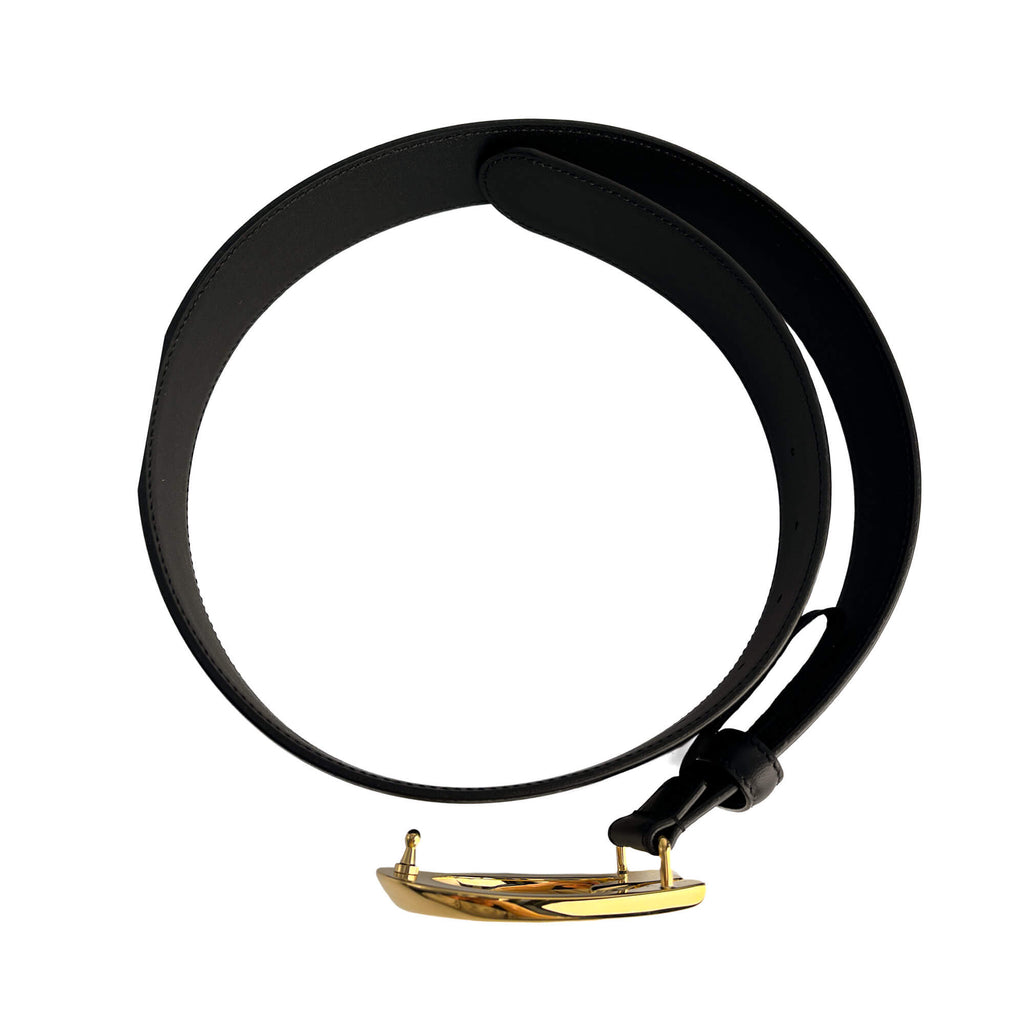 Second hand Gucci G Buckle Leather Thin Belt Black - Tabita Bags