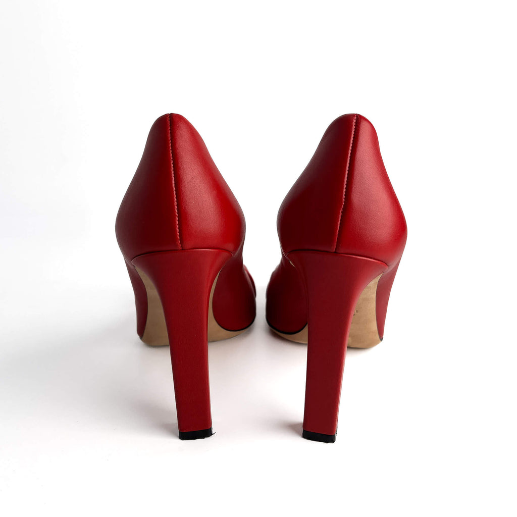 Second hand Gucci GG Buckle Leather Pump 39.5 Cherry Red - Tabita Bags