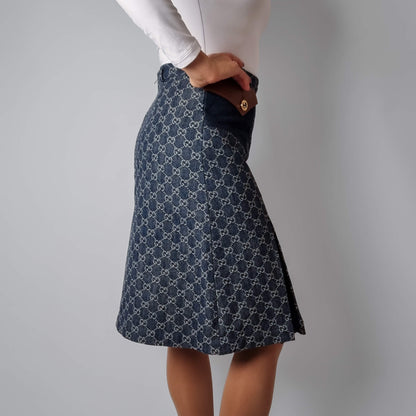 Second hand Gucci GG jacquard Midi GG Denim Skirt 40 Blue - Tabita Bags