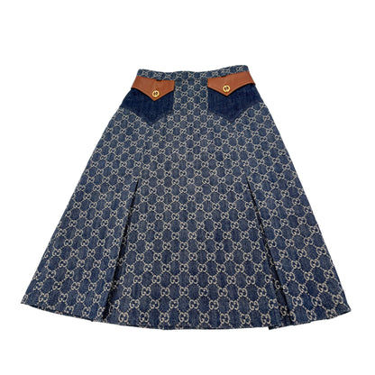 Second hand Gucci GG jacquard Midi GG Denim Skirt 40 Blue - Tabita Bags