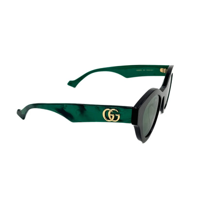 Second hand Gucci GG Marmont Acetate CAT Sunglasses Green - Tabita Bags