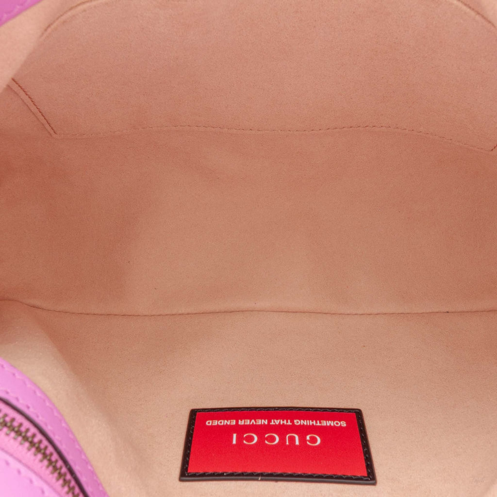 Second hand Gucci GG Marmont Large Leather Chevron Flap Shoulder Bag Pink - Tabita Bags