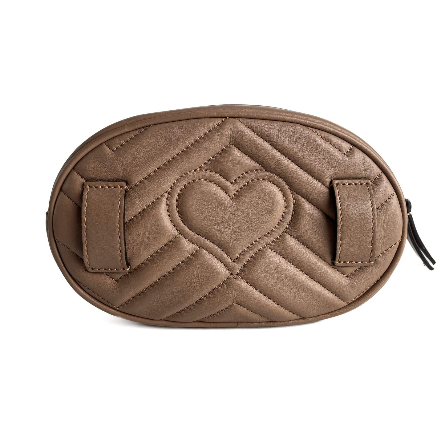 Second hand Gucci GG Marmont Leather Matelassé Camera Belt Bag Dark Beige - Tabita Bags