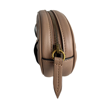 Second hand Gucci GG Marmont Leather Matelassé Camera Belt Bag Dark Beige - Tabita Bags