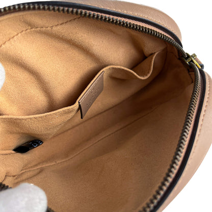 Second hand Gucci GG Marmont Leather Matelassé Camera Belt Bag Dark Beige - Tabita Bags