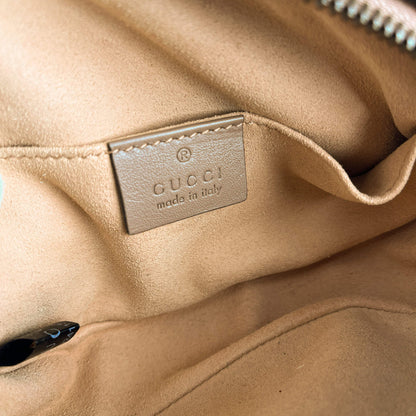 Second hand Gucci GG Marmont Leather Matelassé Camera Belt Bag Dark Beige - Tabita Bags