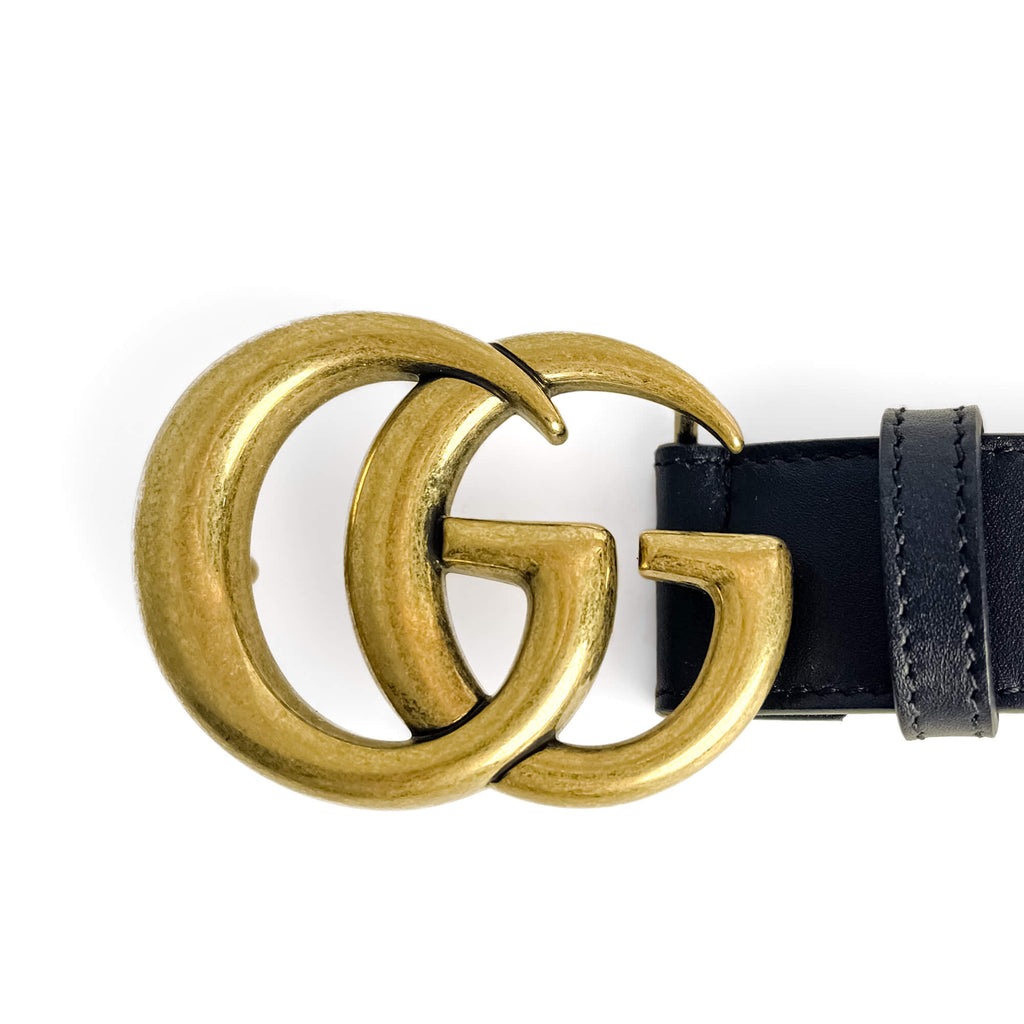 Second hand Gucci GG Marmont Leather Medium Belt 90/36 Black - Tabita Bags