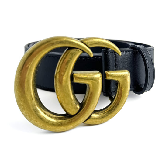 Second hand Gucci GG Marmont Leather Medium Belt 90/36 Black - Tabita Bags
