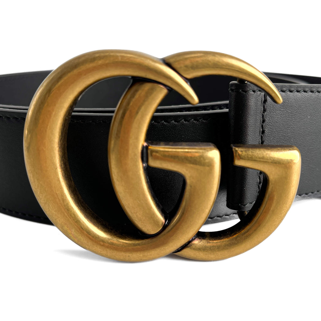 Second hand Gucci GG Marmont Leather Wide Belt 95/38 Black - Tabita Bags