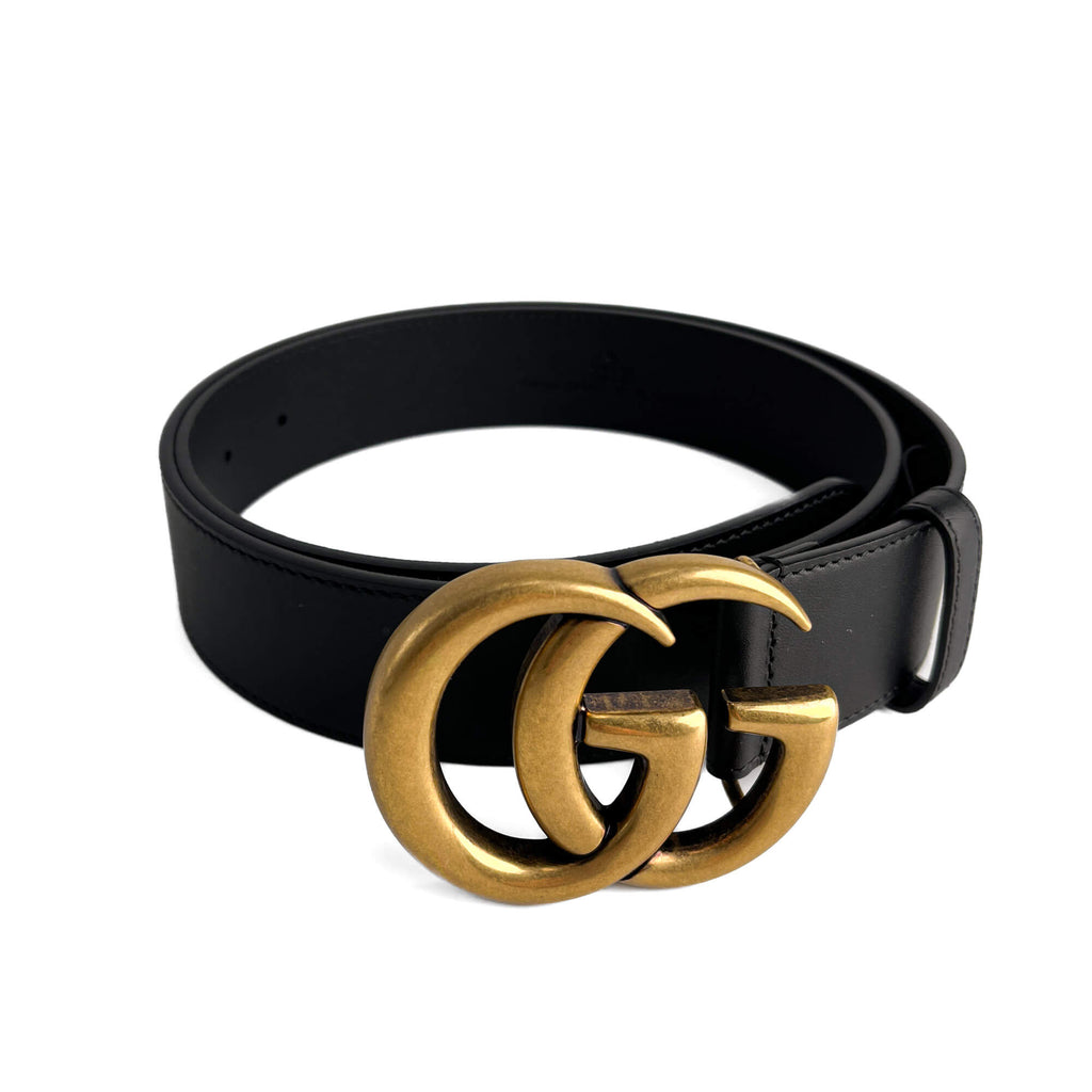 Second hand Gucci GG Marmont Leather Wide Belt 95/38 Black - Tabita Bags