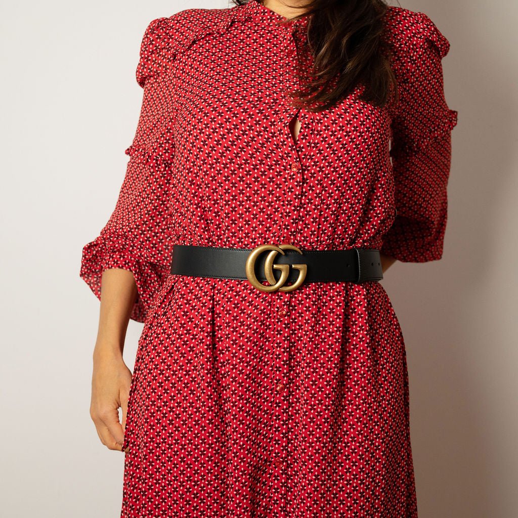 Second hand Gucci GG Marmont Leather Wide Belt 95/38 Black - Tabita Bags