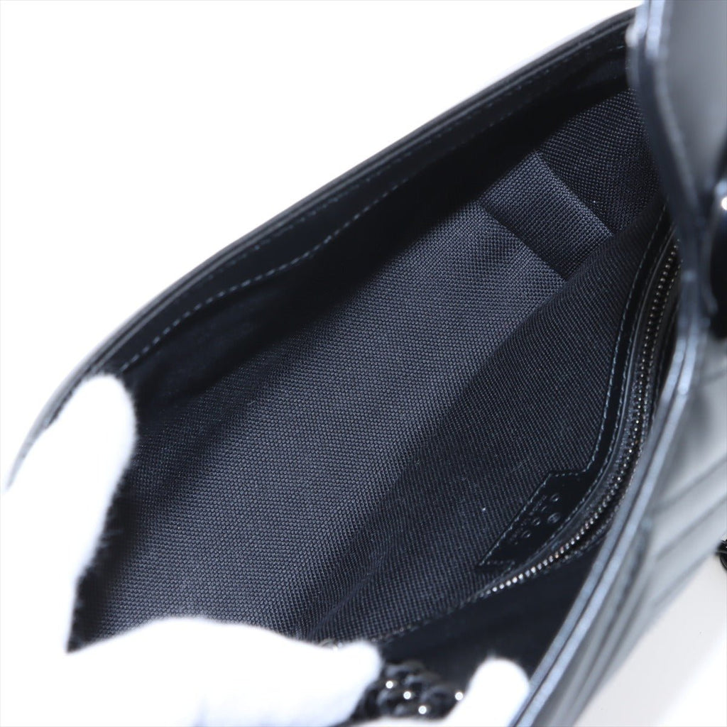 Second hand Gucci GG Marmont Medium Leather Chevron Flap Shoulder Bag Black - Tabita Bags