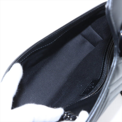 Second hand Gucci GG Marmont Medium Leather Chevron Flap Shoulder Bag Black - Tabita Bags