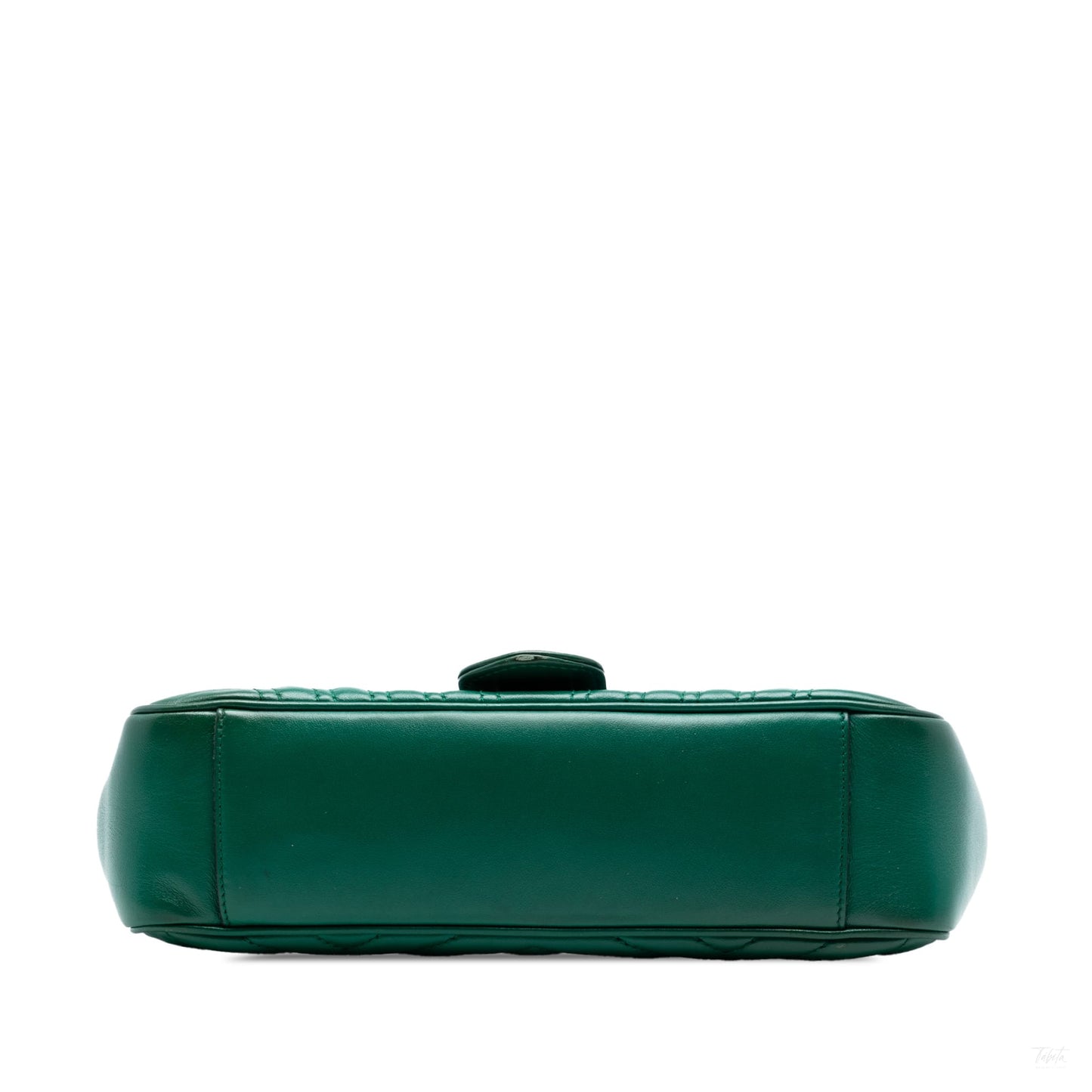 Second hand Gucci GG Marmont Medium Leather Chevron Flap Shoulder Bag Green - Tabita Bags
