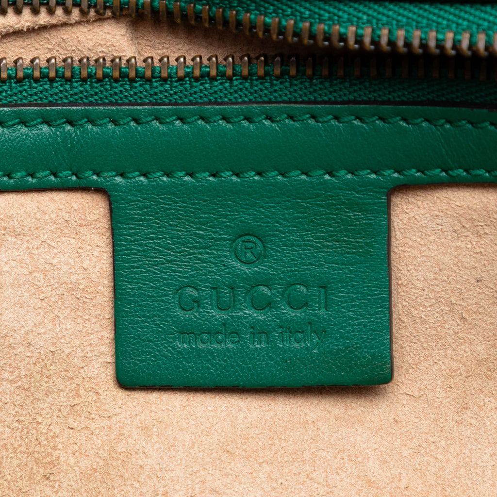 Second hand Gucci GG Marmont Medium Leather Chevron Flap Shoulder Bag Green - Tabita Bags