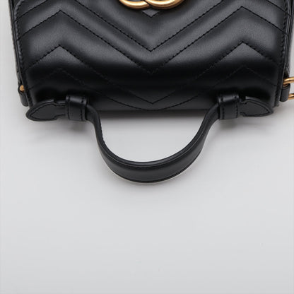 Second hand Gucci GG Marmont Mini Chevron Leather 3 - Ways Top - handle Bag Black - Tabita Bags