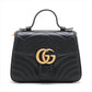 Second hand Gucci GG Marmont Mini Chevron Leather 3 - Ways Top - handle Bag Black - Tabita Bags