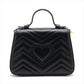 Second hand Gucci GG Marmont Mini Chevron Leather 3 - Ways Top - handle Bag Black - Tabita Bags