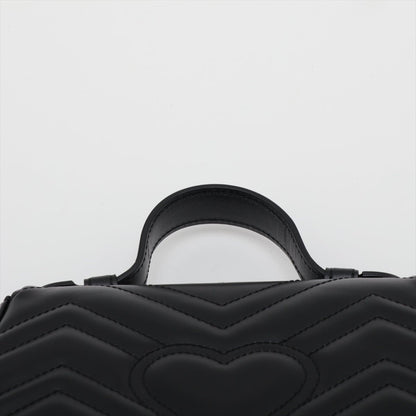 Second hand Gucci GG Marmont Mini Chevron Leather 3 - Ways Top - handle Bag Black - Tabita Bags