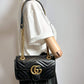 Second hand Gucci GG Marmont Mini Chevron Leather Flap Bag Black - Tabita Bags