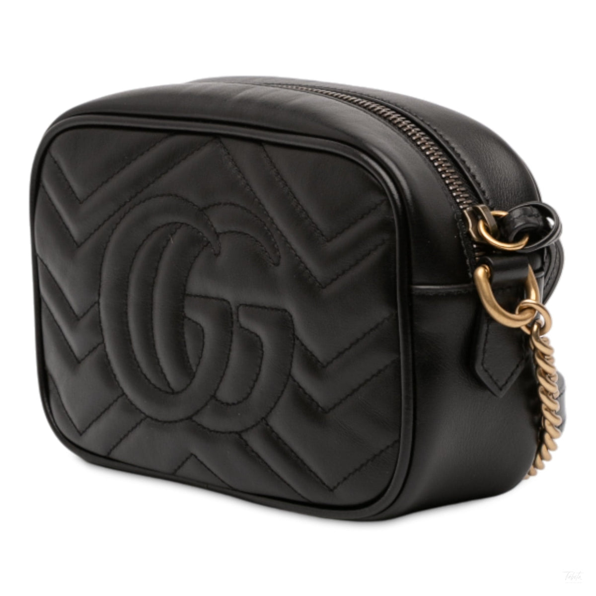 Second hand Gucci GG Marmont Mini Matelassé Leather Camera Bag Black - Tabita Bags
