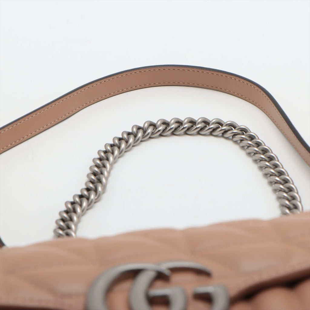 Second hand Gucci GG Marmont Small Chevron Leather Flap Bag Beige - Tabita Bags