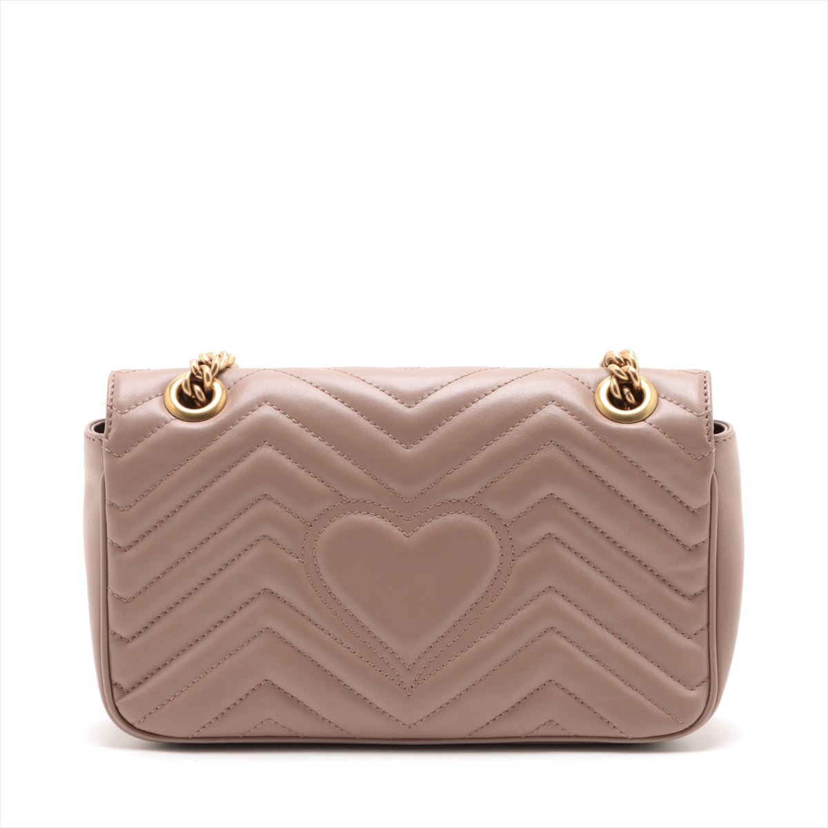 Second hand Gucci GG Marmont Small Chevron Leather Flap Bag Beige - Tabita Bags