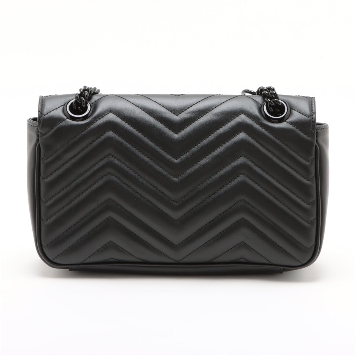 Second hand Gucci GG Marmont Small Chevron Leather Flap Bag Black - Tabita Bags