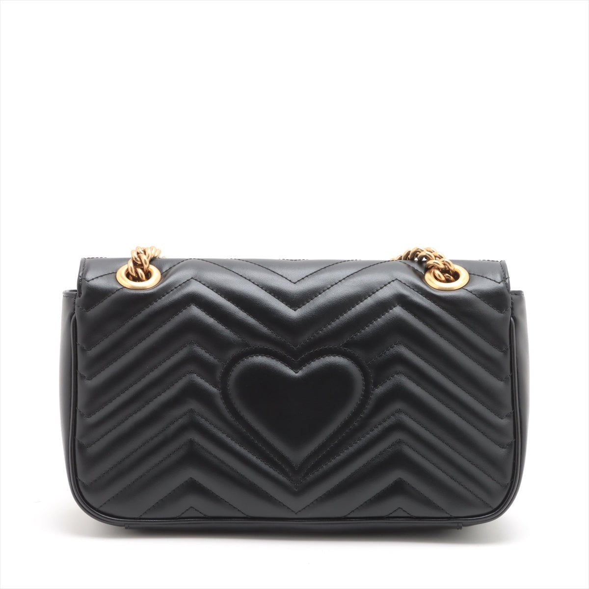 Second hand Gucci GG Marmont Small Chevron Leather Flap Bag Black - Tabita Bags