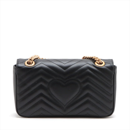 Second hand Gucci GG Marmont Small Chevron Leather Flap Bag Black - Tabita Bags