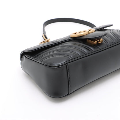 Second hand Gucci GG Marmont Small Chevron Leather Flap Bag Black - Tabita Bags