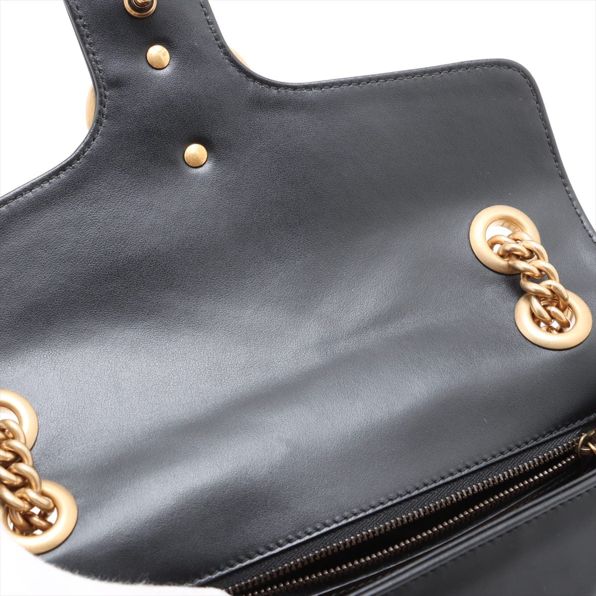Second hand Gucci GG Marmont Small Chevron Leather Flap Bag Black - Tabita Bags