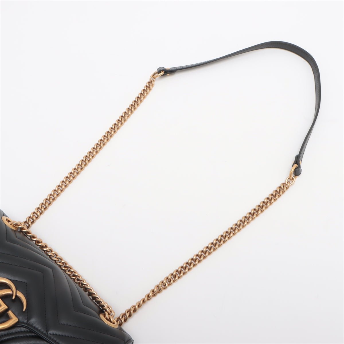 Second hand Gucci GG Marmont Small Chevron Leather Flap Bag Black - Tabita Bags