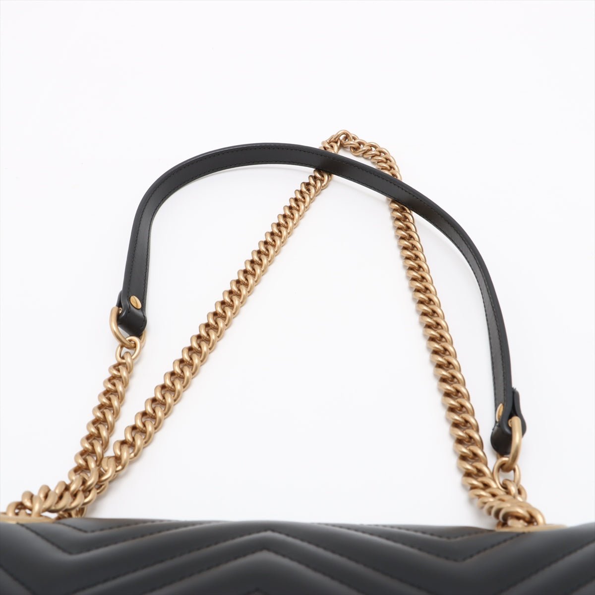 Second hand Gucci GG Marmont Small Chevron Leather Flap Bag Black - Tabita Bags